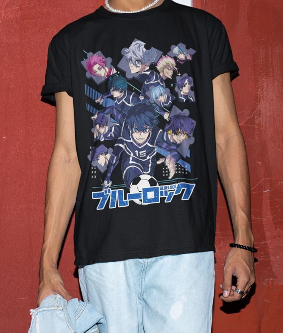 Футболка чоловіча з аніме принтом Блуе Локк Теам Йоікхі оверсайз (S/M/L) Чорний AnimeJ0969 Дніпро - фото 7