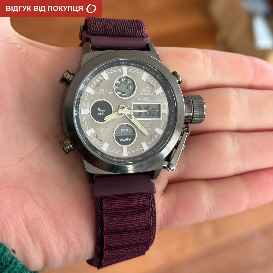 Часы мужские водостойкие тактические AMST Mountain Bordo (2 ремешка) Винница - изображение 8