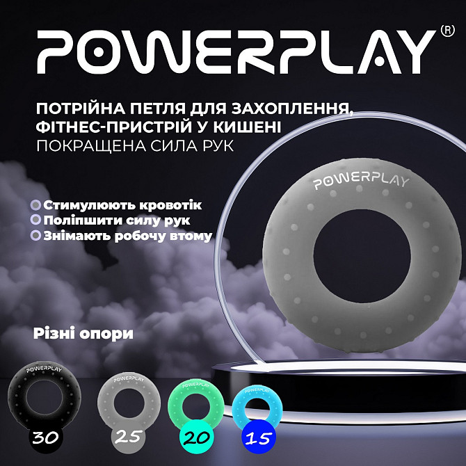 Еспандер кистьовий силіконовий PowerPlay PP-4338 Hand Grip Large 25 кг. Сірий Кам'янське - фото 9