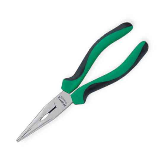 Длинногубцы прямые 160 мм черно-зеленые ручки CrMo Мукачево