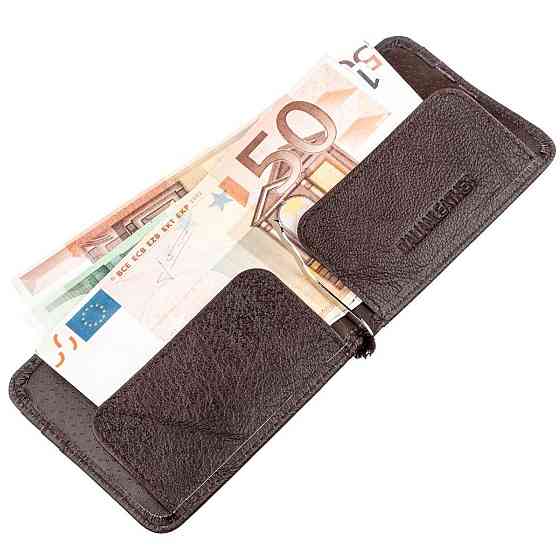 Стильний чоловічий Затискач Коричневий (ST Leather) Київ