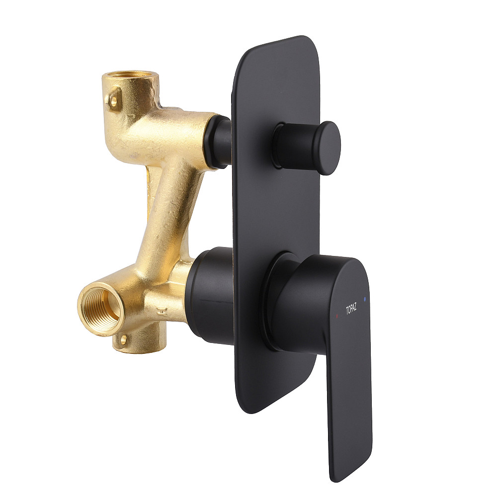 Змішувач для ванни вбудований TOPAZ SARDINIA TSG 08202-V-H20-BL- 2 виходи, вилив190мм.Чорний Тернопіль - фото 4