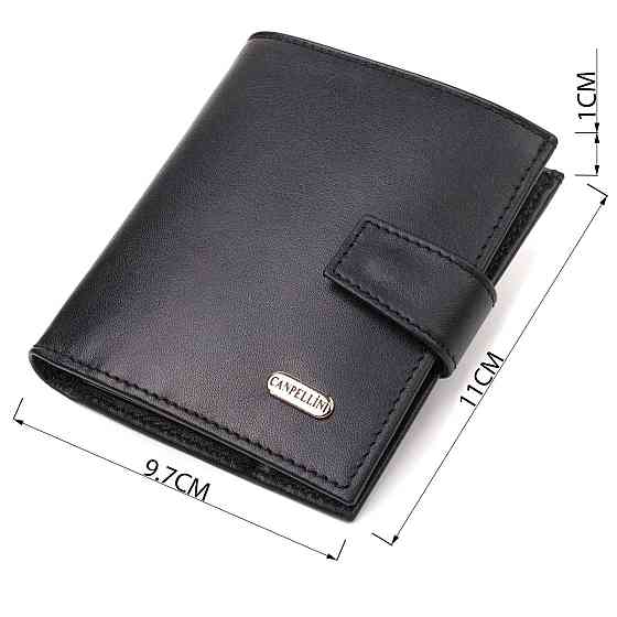Модний чоловічий гаманець з натуральної гладкої шкіри CANPELLINI 21727 Чорний Київ