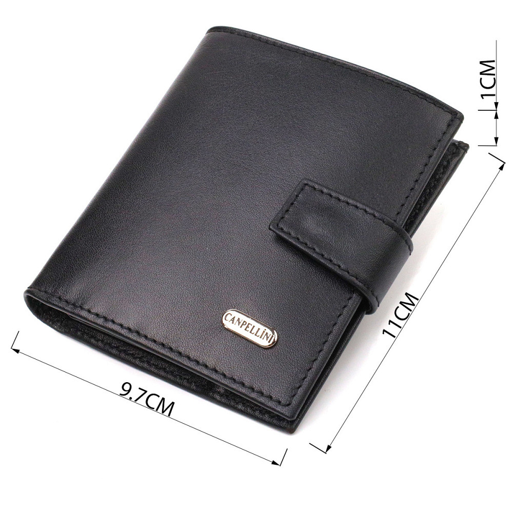 Модный мужской бумажник из натуральной гладкой кожи CANPELLINI 21727 Черный Киев - изображение 3