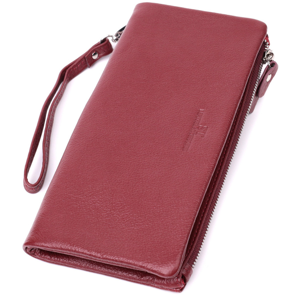 Жіночий шкіряний гаманець-клатч на двох блискавках, бордовий (ST Leather) Київ - фото 19
