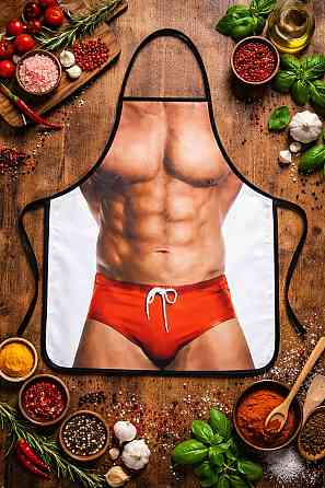 Фартух з приколом чоловічий з пресом кухонний для гриля та барбекю 73 на 57 см різнобарвний Київ