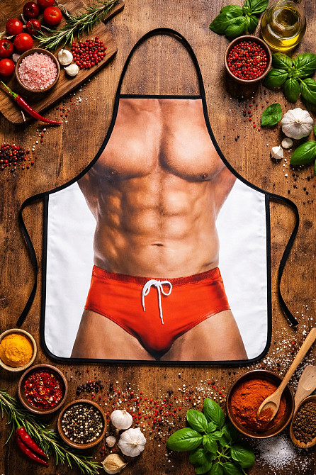 Фартух з приколом чоловічий з пресом кухонний для гриля та барбекю 73 на 57 см різнобарвний Київ - фото 4