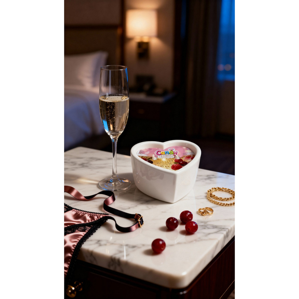 Масажна свічка з ароматом шампанського з журавлиною Candy Cranberry Champagne у формі серця, 70 мл Sex Aura Київ - фото 10
