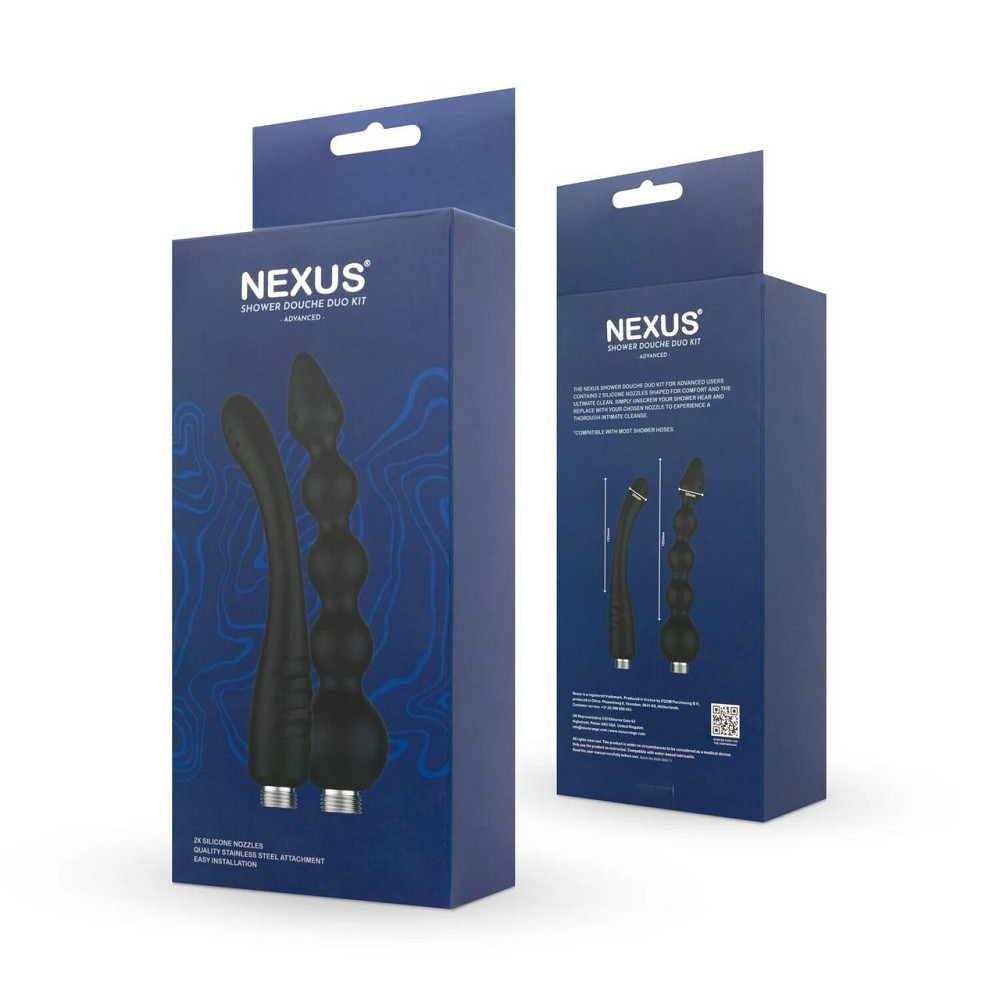 Набір анальних насадок для душу Nexus Advanced Shower Douche Duo Kit – Black, 2 шт Sex Aura Київ - фото 9