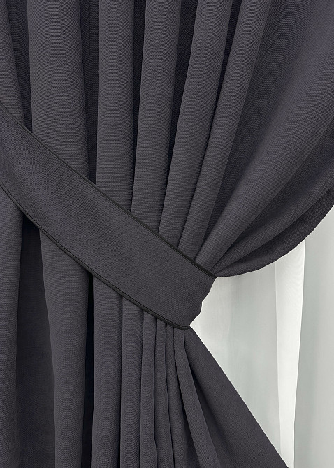 Комплект готових штор VR-Textil Вельвет Velanta № 1879ш Графітовий 200х290 см 2 шт (32-256) Київ - фото 5