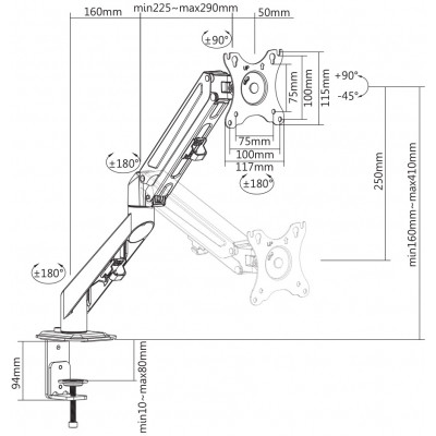 Кронштейн Brateck LDT25-C012 Вінниця - фото 6