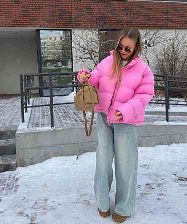 Женская куртка на молнии оверсайз кроя плащевка эмми Розовый, 44/46 Одесса