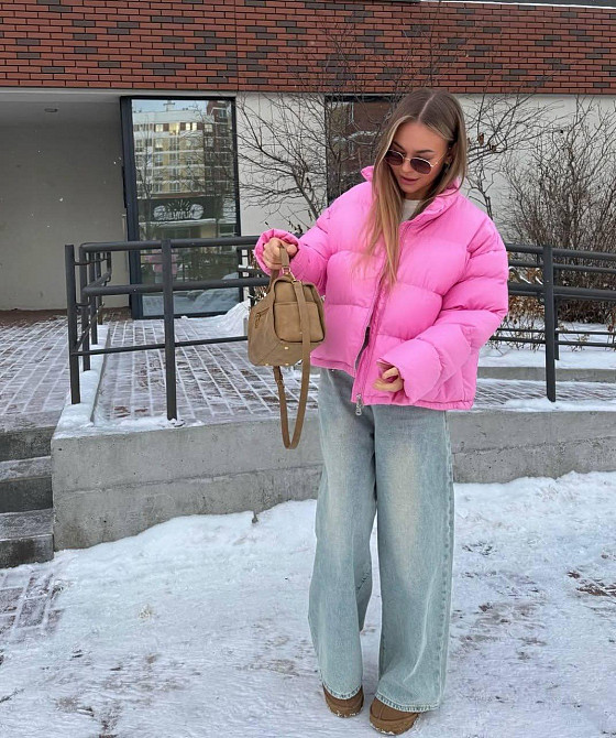 Женская куртка на молнии оверсайз кроя плащевка эмми Розовый, 44/46 Одесса - изображение 3