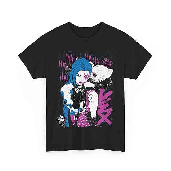 Футболка для мальчика аниме Джинкс Аркане Джапанесе Аниме оверсайз (рост от 165 до 180 ) Черний AnimeJ0505m Днепр