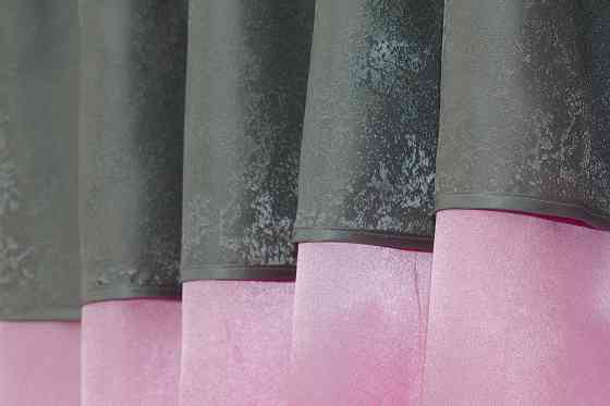 Кухонні штори VR-Textil № 073к з ламбрекеном і підхватами рожевий із графітовим 290х170 см (52-0208) Київ