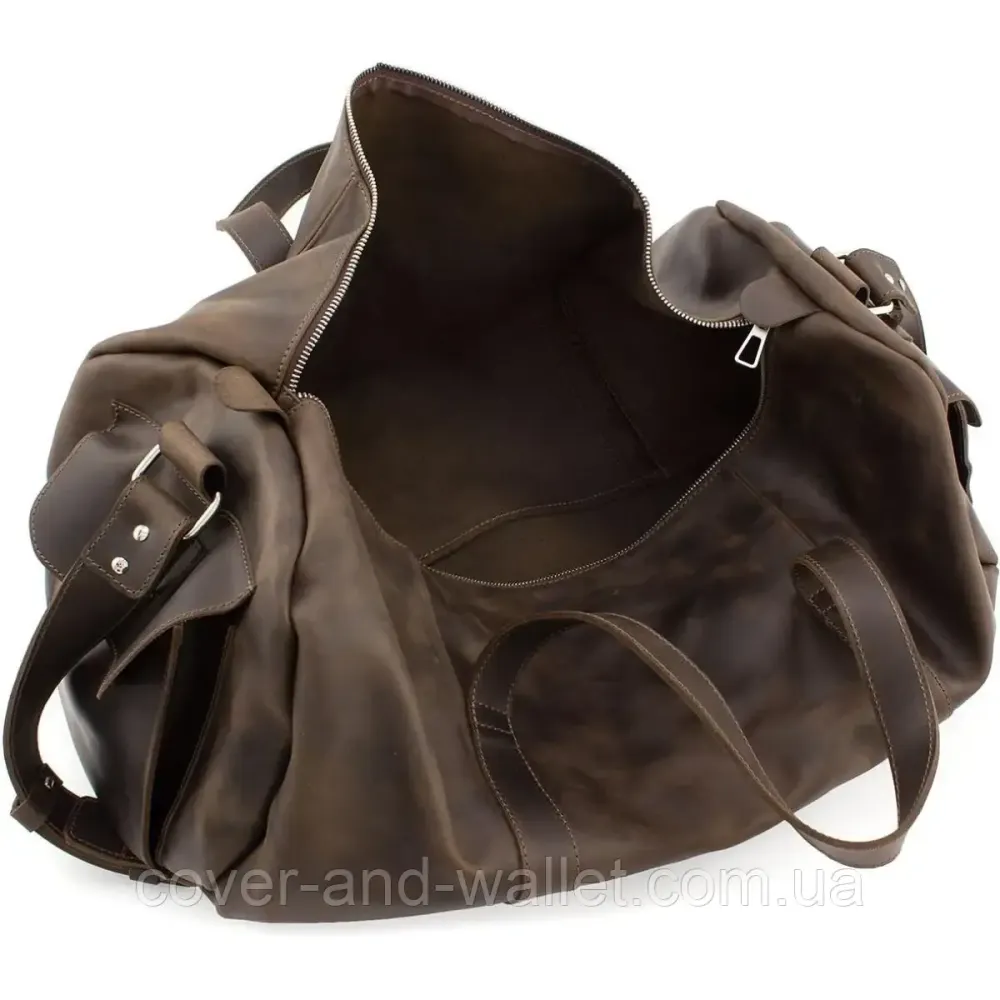 Элитная полу-круглая дорожная сумка из винтажной кожи Grande Pelle 760120 Киев - изображение 7