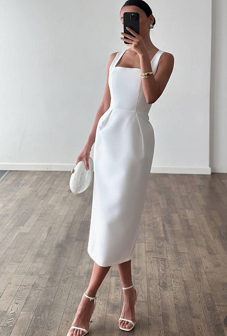 Жіночий елегантний вечірній костюм плаття + накидка костюмка Молочний, 44/46 Одеса - фото 6