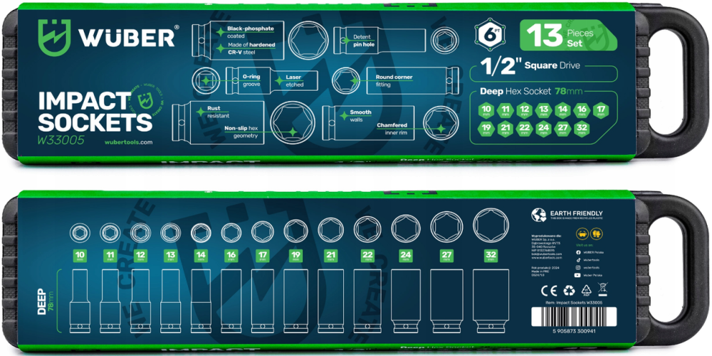 Набор ударных торцевых головок 1/2» 10-32мм 13шт. Wuber (Польша) Киев - изображение 6