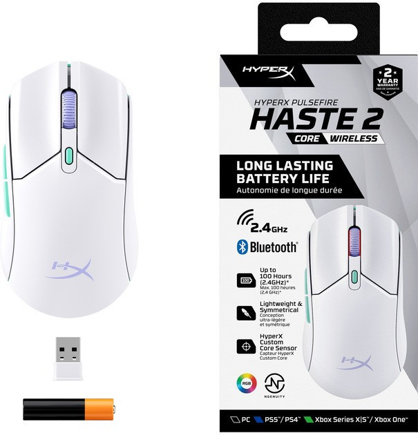 Миша бездротова HyperX Pulsefire Haste 2 Core Wireless White (8R2E7AA) Білий Харьков - изображение 8