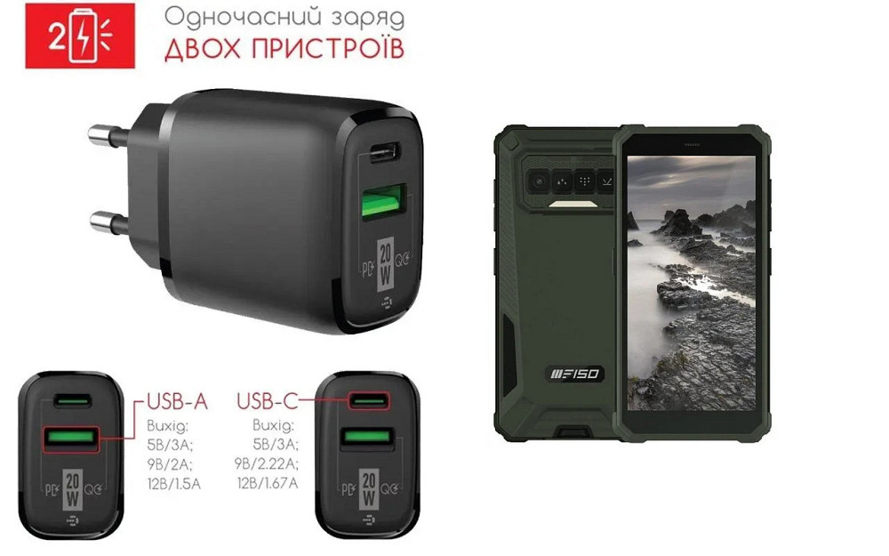Сетевое зарядное устройство для Oukitel F150 H2022, 20W 3A, Quick Charge 3.0 Киев - изображение 1