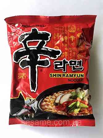 Корейская лапша быстрого приготовления Острая с грибами Nongshim Shin Ramyun noodle soup Рамён 120 г Харьков