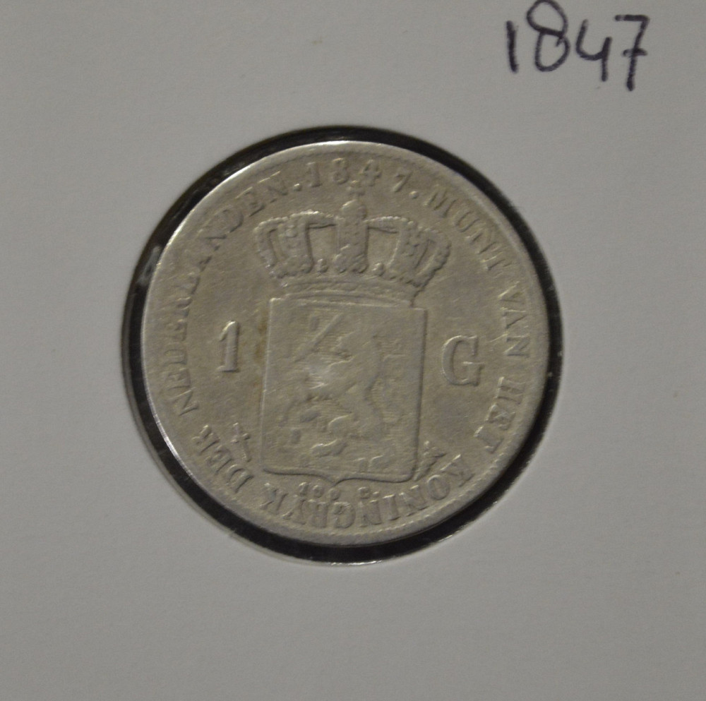 Нідерланди 1 гульден 1847 рік срібло (у холдере) Полтава - фото 1