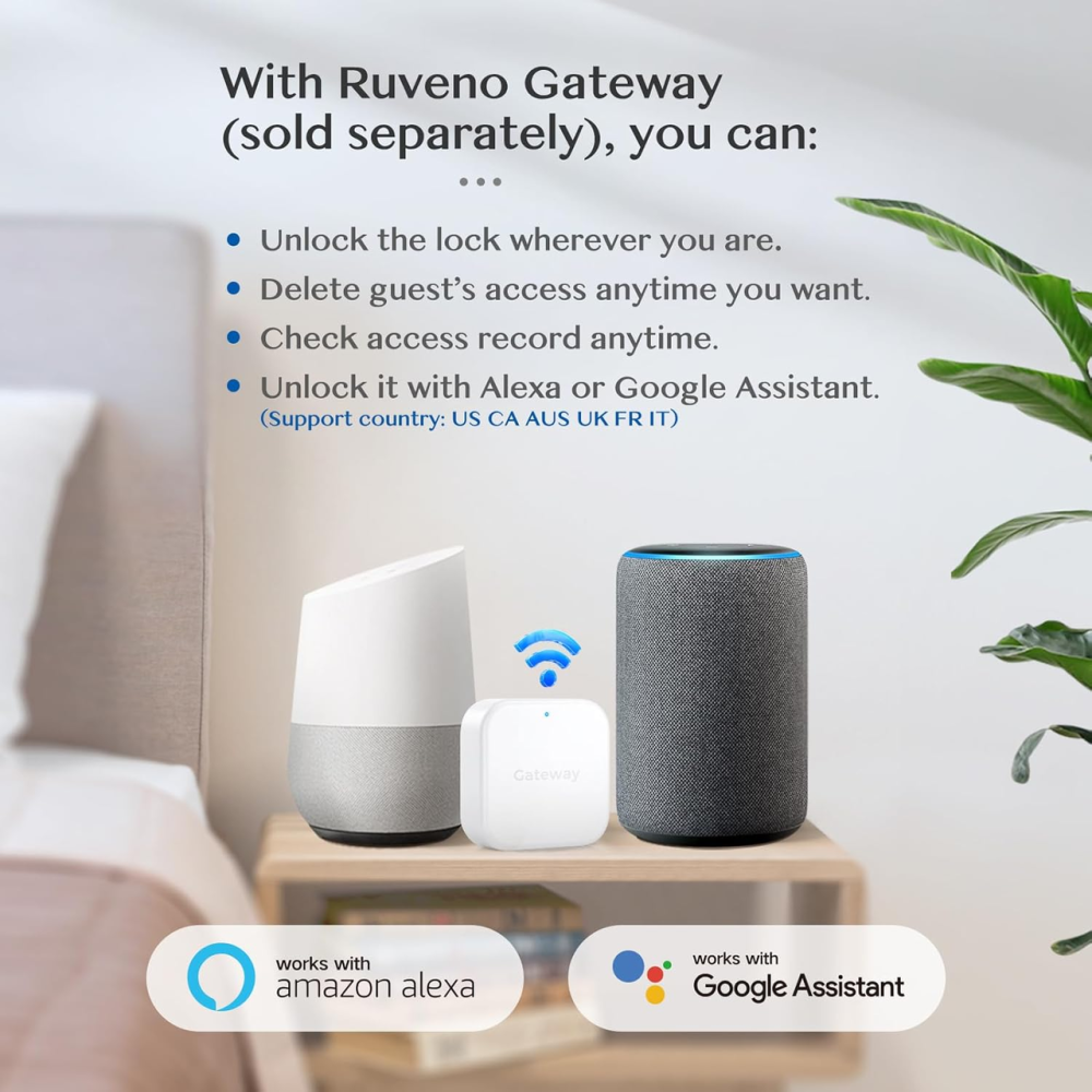 Розумний дверний замок Ruveno з ручкою, відбиток пальця, Bluetooth, PIN-код, NFC, Apple Watch, Alexa, всепогодний Київ - фото 17