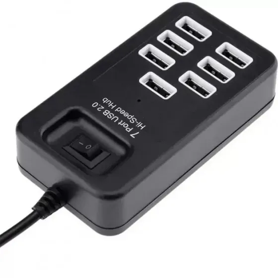 USB HUB на 7 портів USB 2.0, з вимикачем, активний (в блістері) Полтава
