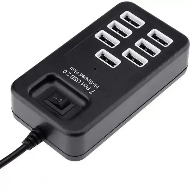 USB HUB на 7 портов USB 2.0, с выключателем, активный (в блистере) Полтава - изображение 1