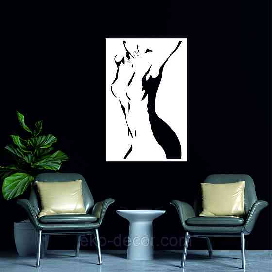 Декоративное настенное Панно «Силуэт женщины», Декор на стену 90*59 см, Белый Киев
