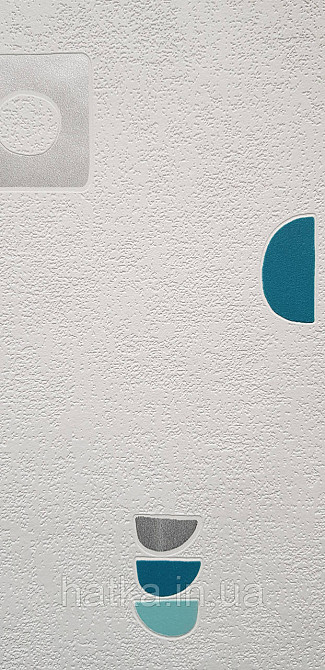 Шпалери вінілові на флізеліні Rasch Clasik 0,53х10 дитячі фігури знаки бірюзові сірі на білому Київ - фото 2