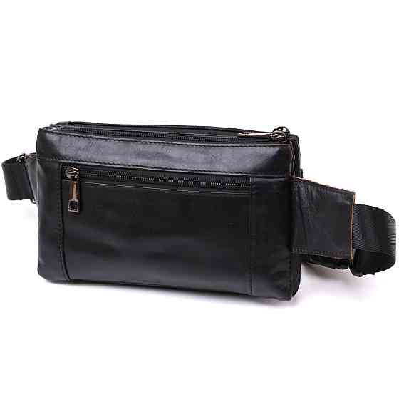Чоловіча сумка на пояс із натуральної шкіри Vintage 20474 Чорний Київ