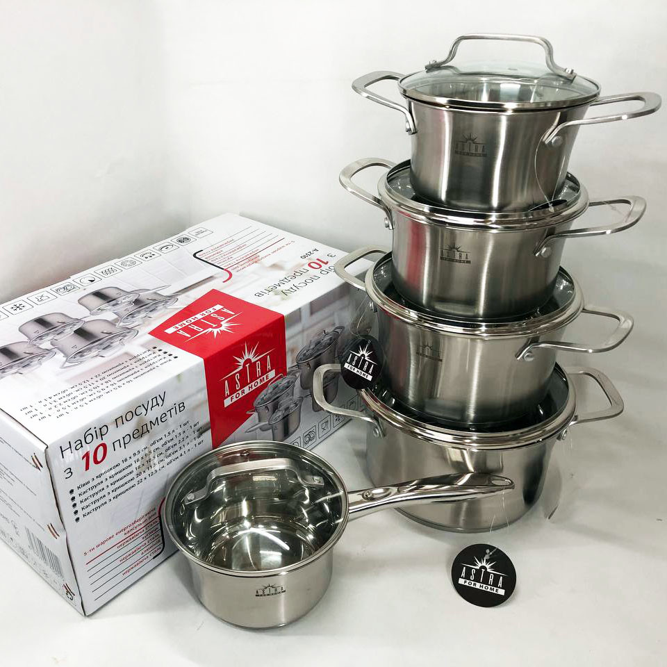 Набор высоких кастрюль 10, Кастрюли с прозрачными крышками, Набор кастрюль с антипригарным дном LU-50 Львов - изображение 11