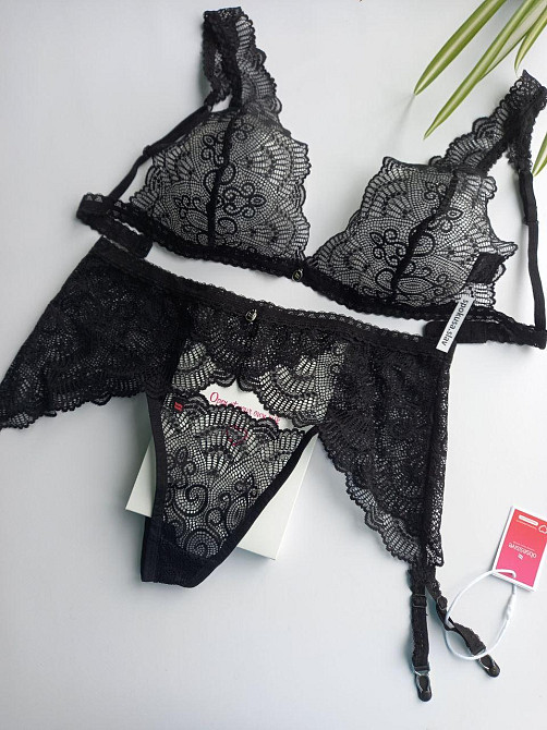Жіночий мереживний комплект білизни Obsessive Firella set L-XL чоорний Славута - фото 2