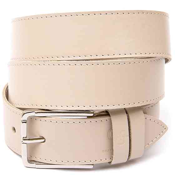 Кожаный ремень унисекс Бежевый (GRANDE PELLE) Киев