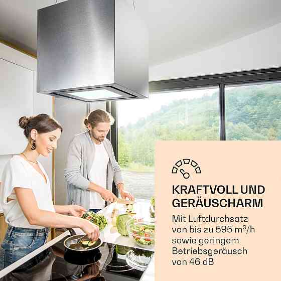 Люстра Smart Island hood 595м3/год керування застосунком LED панель срібляста (Німеччина, читати опис) Рівне