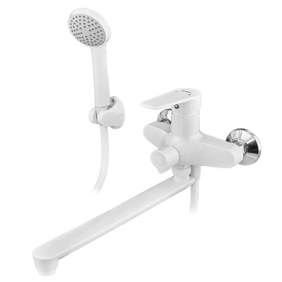 Смеситель для ванны PLAMIX OSCAR-006 EURO SET WHITE из термопластика (со шлангом, лейкой и кронштейном) (MX1895) Черновцы