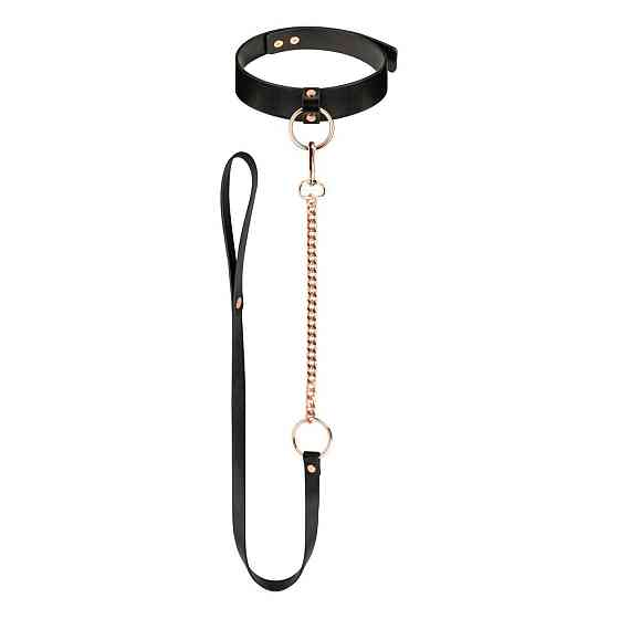 Ошейник с поводком Rosy Gold - Collar with Leash - Black Sex Aura Киев