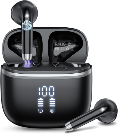 Беспроводные Bluetooth-наушники HOYFA W53 Bluetooth 5.4, ENC, Hi-Fi, до 50 ч, LED-дисплей, IPX7, Type-C, черные Киев