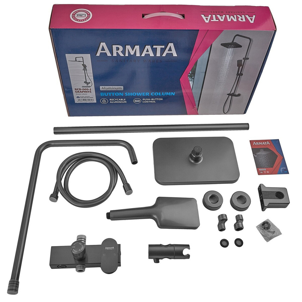 Душевая колонна со смесителем из алюминия ARMATA BCD-009-J GRAPHITE, 3 режима (CH6558) Киев - изображение 4