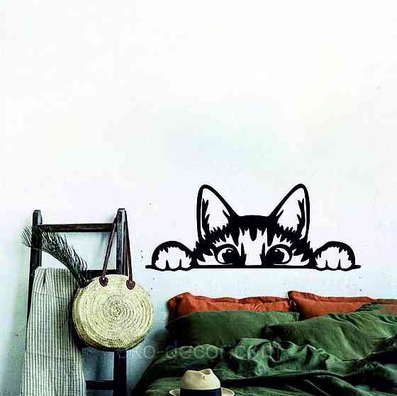 Декоративное настенное 3D Панно «Кот» Декор на стену с объемом (цена за 1 шт) 50*20 см, Черный Киев