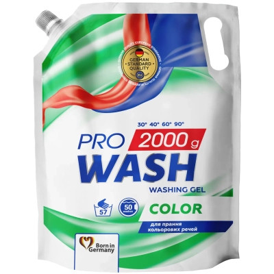 Гель для стирки Pro Wash Color Дой-пак 2 кг (4823128002444) Винница - изображение 1