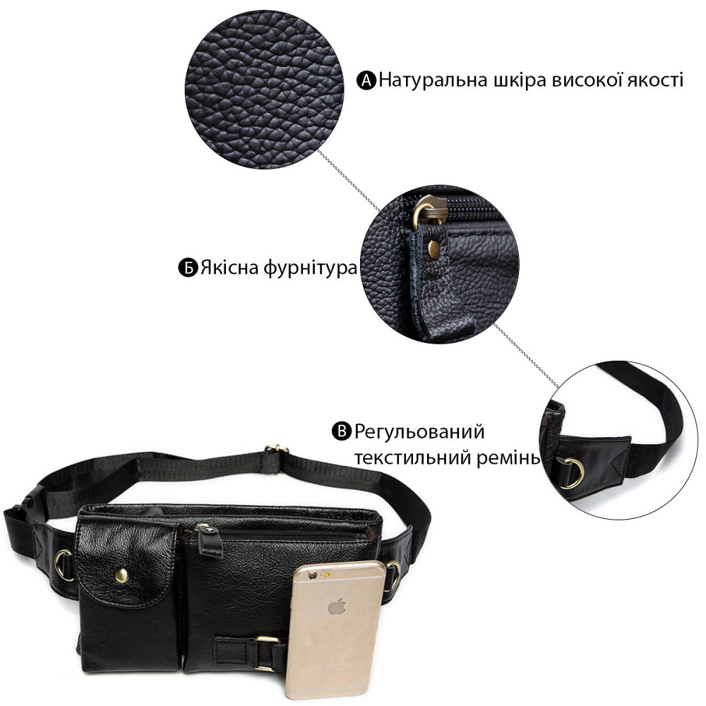 Сумка на пояс Чорна (Vintage) Київ - фото 15