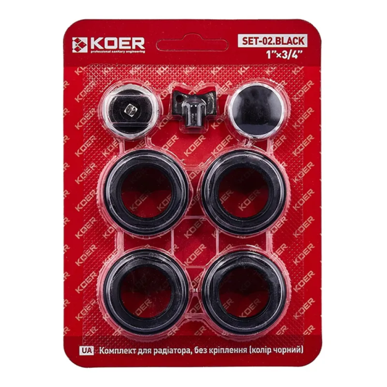 Комплект для радіатора Koer SET-02.Black 3/4" Без кріплення    ( KR5186 ) 37458 Харків