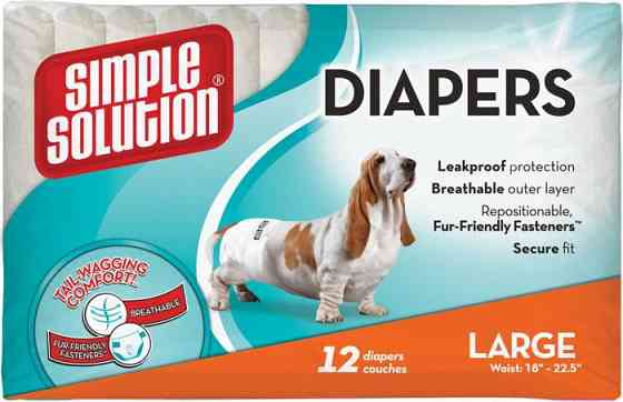 Simple Solution Disposable Diapers (Сімпл Солюшн Дісубл) підгузники для собак і тварин (12 штук) L великі Запоріжжя