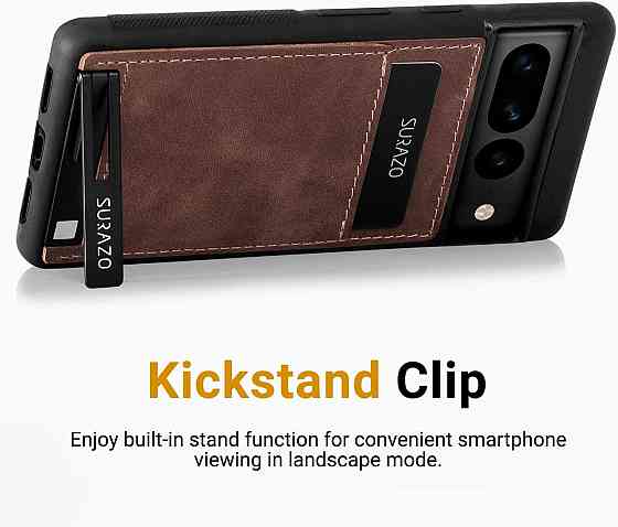 Чехол для Google Pixel 7 Pro из натуральной кожи, ударопрочный, со слотом для карты, подставкой, коричневый Киев