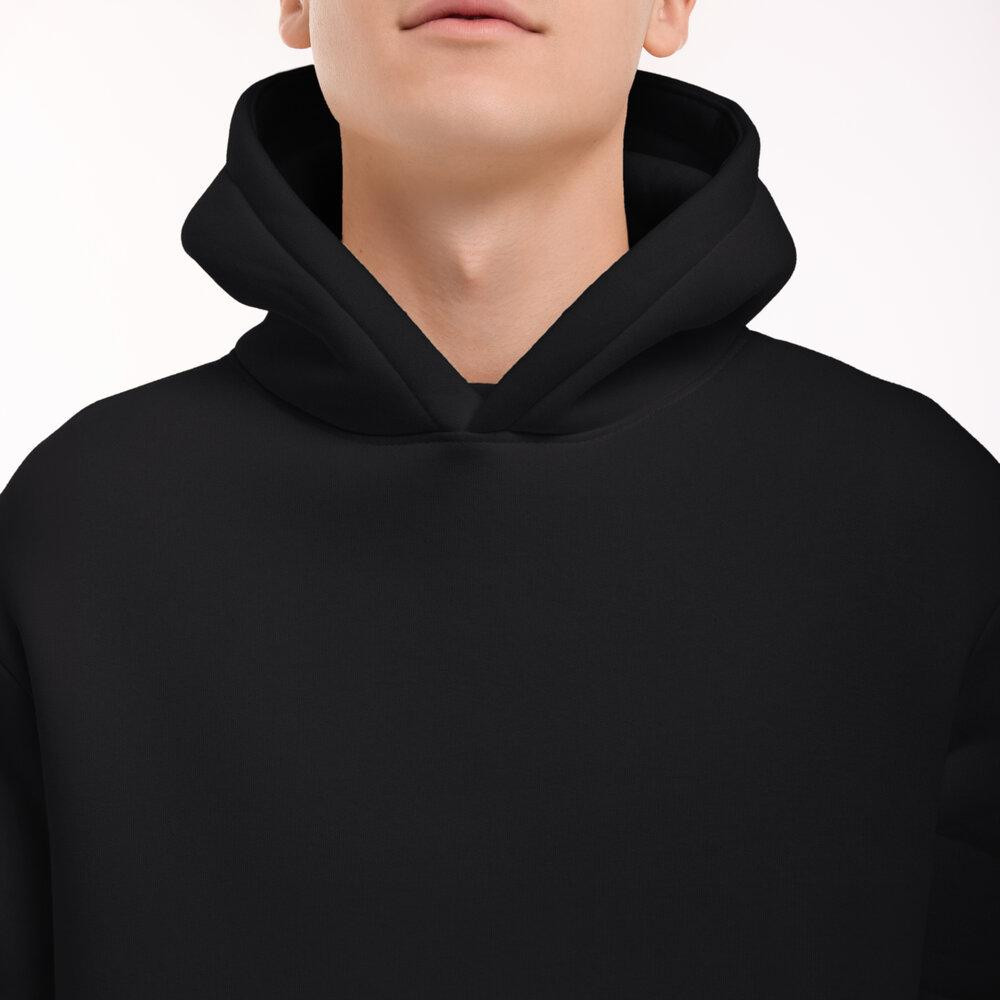 Тепле чоловіче худі на флісі з капюшоном чорне Pobedov 008 ЗИМА Київ - фото 9