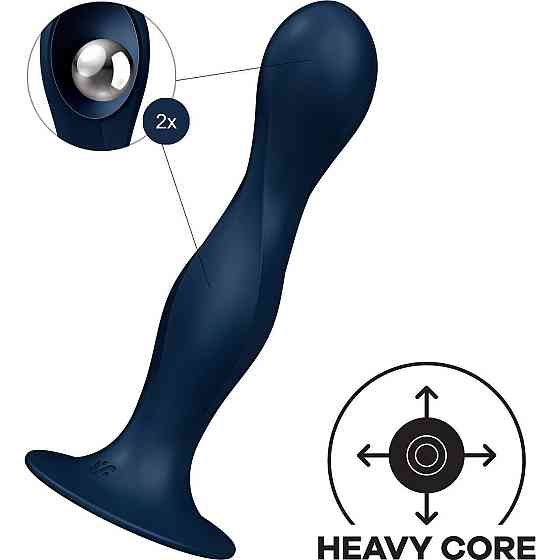 Дилдо Satisfyer Double Ball-R Dark Blue, унисекс, подвижные шарики внутри, на присоске Sex Aura Киев