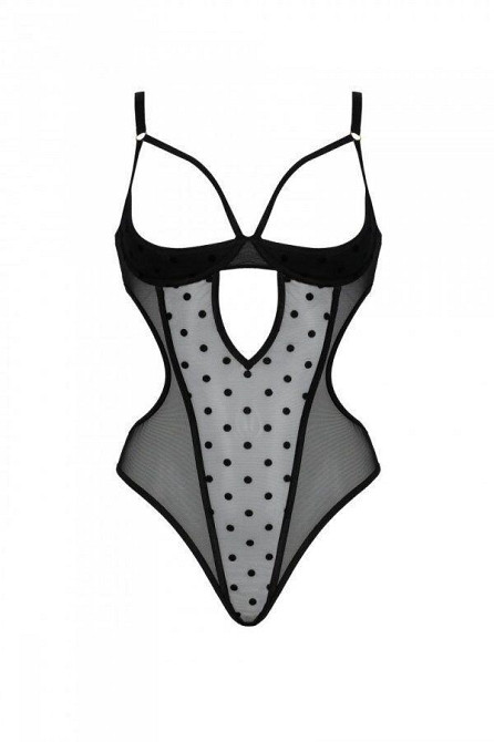 Еротичне боді Passion MARINA BODY, XXL/XXXL, black, з відкритими чашками Sex Aura Київ - фото 3