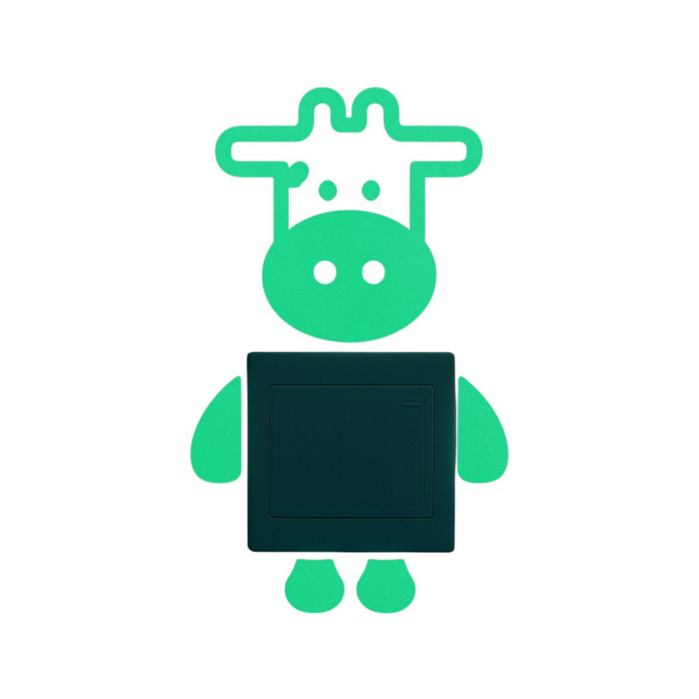 Фосфорна наклейка Корова 12 на 13 см салатовий Київ - фото 3